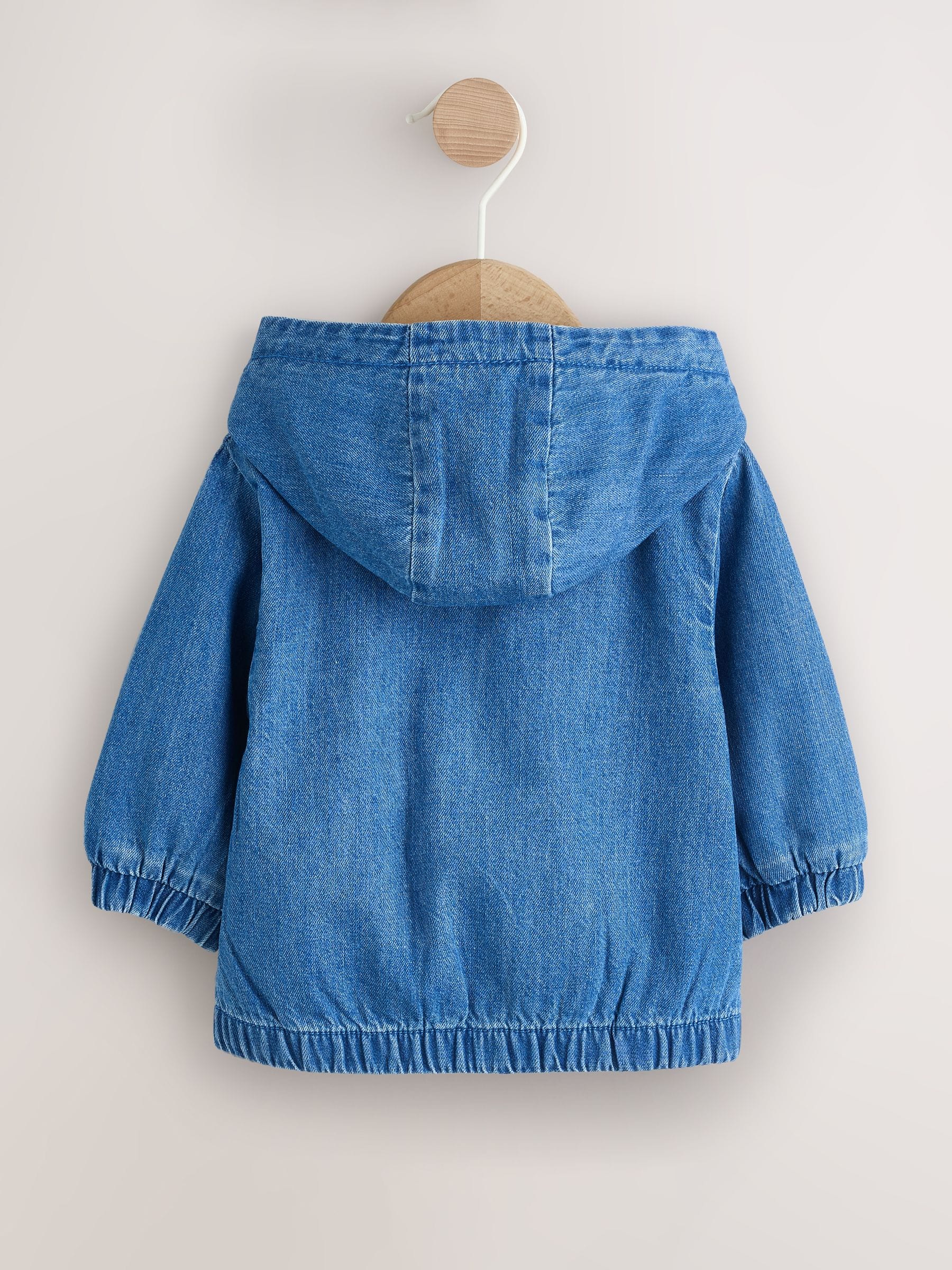 Charcoal Grey Denim Hooded Zip Through Baby Jacket (0mths-2yrs) - Size Up to 1 Month (56cm)