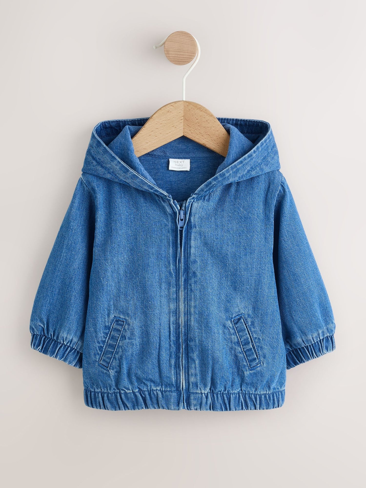 Charcoal Grey Denim Hooded Zip Through Baby Jacket (0mths-2yrs) - Size Up to 1 Month (56cm) - Default 1
