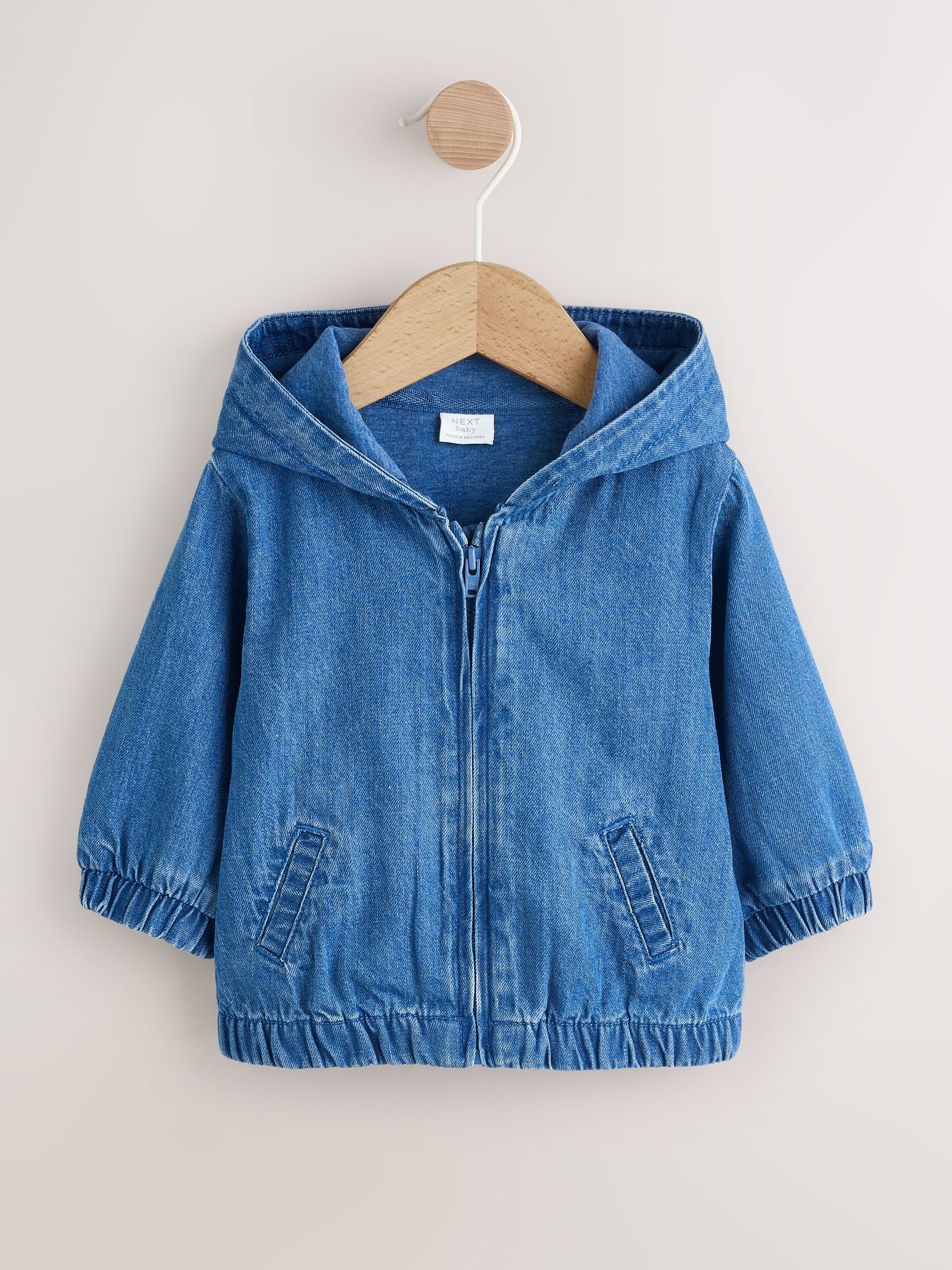 Charcoal Grey Denim Hooded Zip Through Baby Jacket (0mths-2yrs) - Size Up to 1 Month (56cm) - Default 1