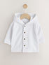 White Towelling Jersey Baby Hooded Jacket - Size 50cm (First Size)