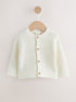 White Textured Knitted Baby Cardigan - Size 50cm (First Size)