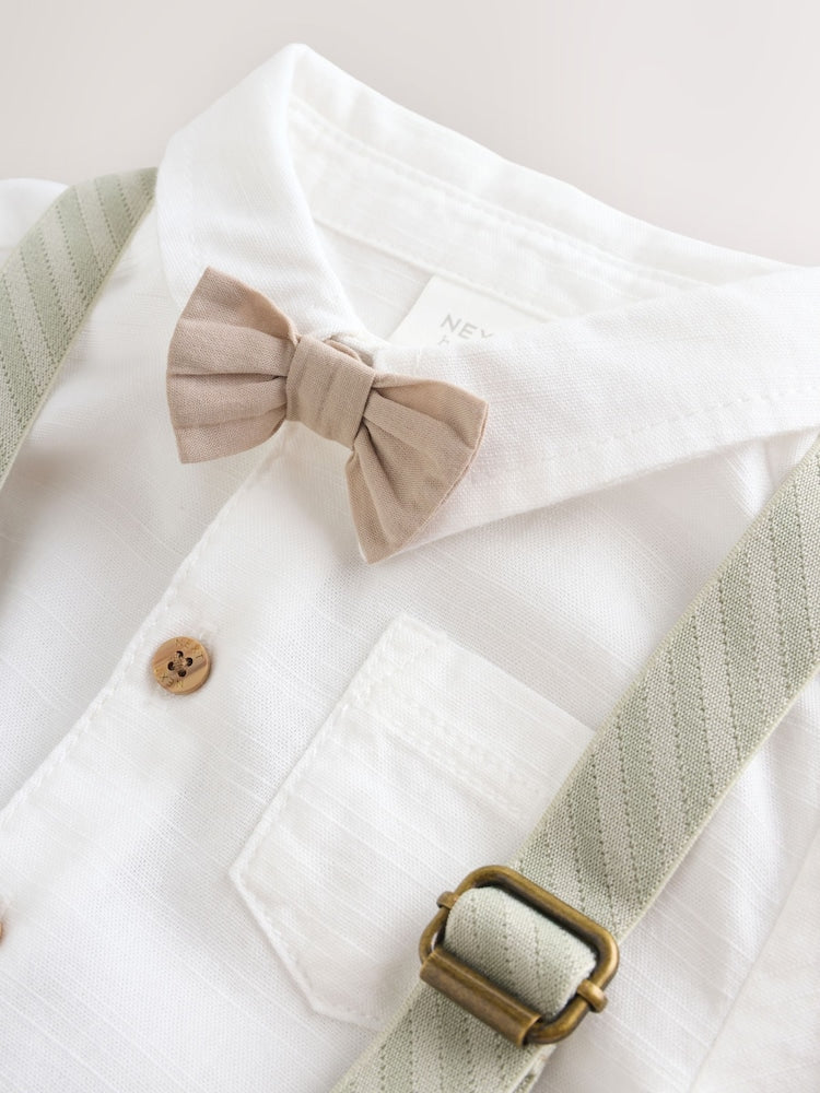 Sage Green Baby Shirt Trousers and Braces Set 3 Piece (0mths-2yrs)