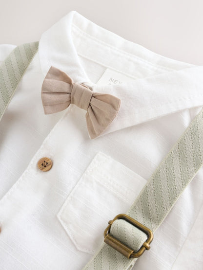 Sage Green Baby Shirt Trousers and Braces Set 3 Piece (0mths-2yrs)