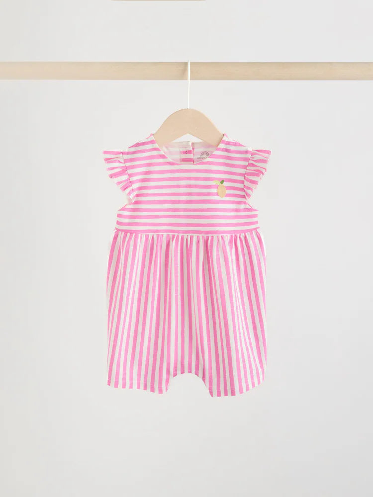 Multi Bright Colour Stripe Baby Rompers 3 Pack