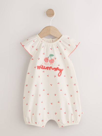 White Cherry Embroidered I love my Mummy