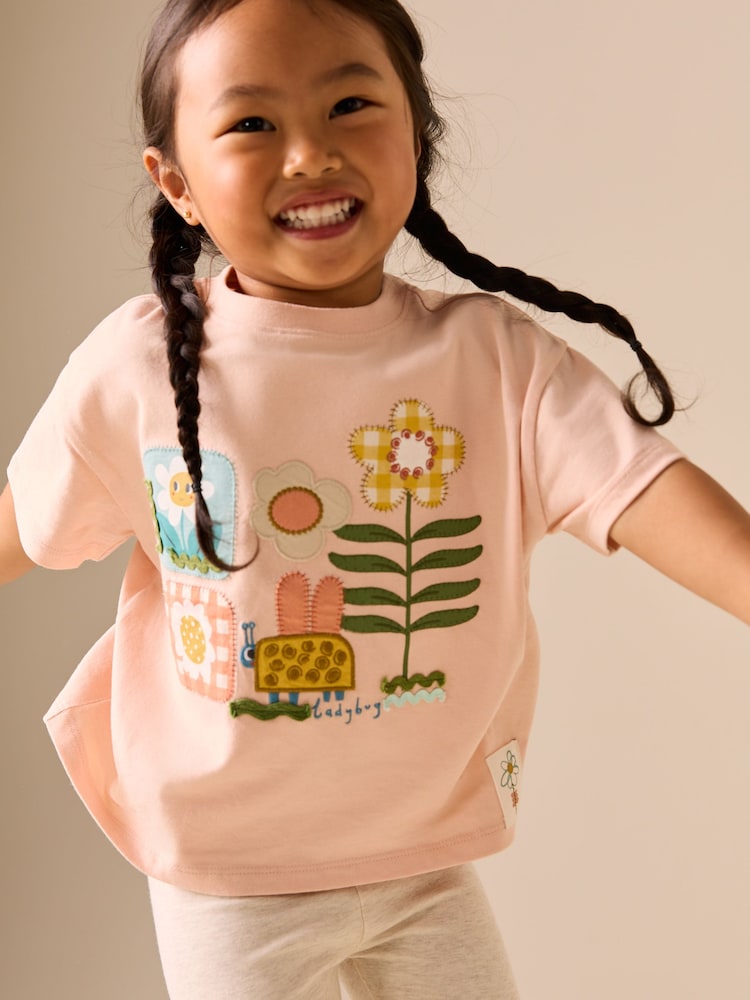 Pink Flowers Short Sleeve T-Shirt (3mths-7yrs)