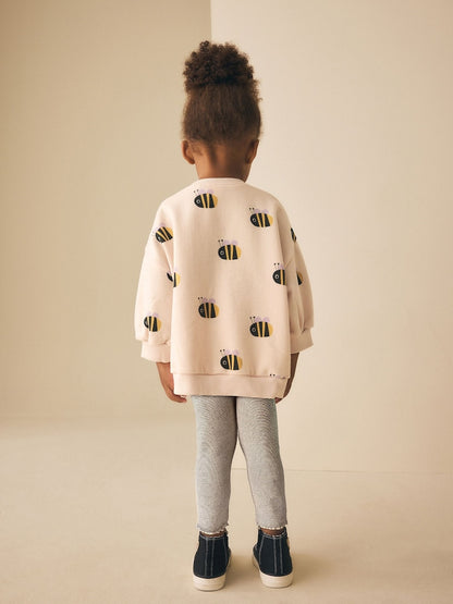 Cream Stripe Bee Sweatshirt and Leggings Set (3mths-7yrs)
