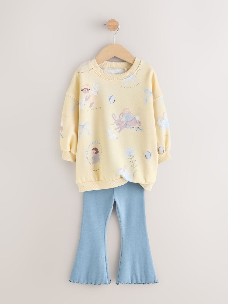 Yellow/Blue Fairy Sweatshirt &amp; Flare Leggings Set (3mths-7yrs)