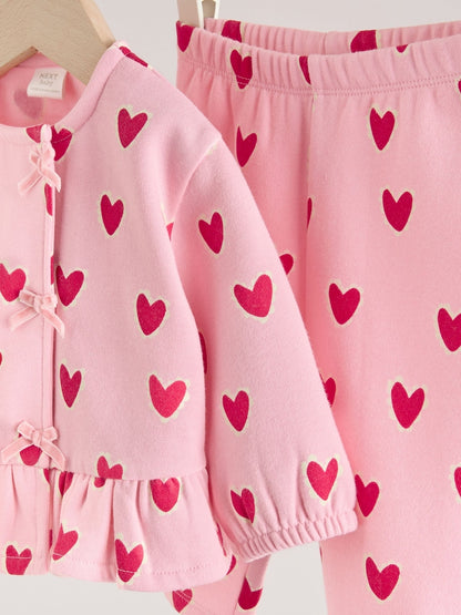 Pink Heart Baby Sweat Top And Joggers Set 2 Piece (0mths-2yrs)