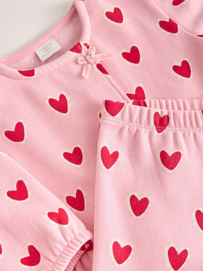Pink Heart Baby Sweat Top And Joggers Set 2 Piece (0mths-2yrs)