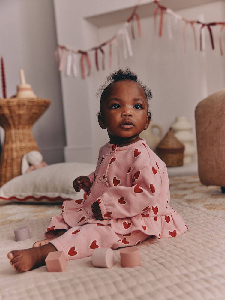 Pink Heart Baby Sweat Top And Joggers Set 2 Piece (0mths-2yrs)