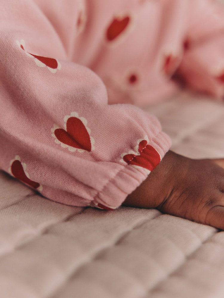 Pink Heart Baby Sweat Top And Joggers Set 2 Piece (0mths-2yrs)