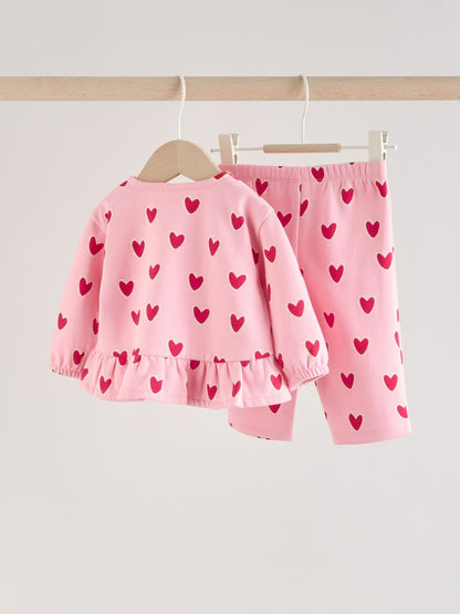Pink Heart Baby Sweat Top And Joggers Set 2 Piece (0mths-2yrs)