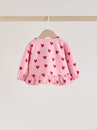 Pink Heart Baby Sweat Top And Joggers Set 2 Piece (0mths-2yrs)