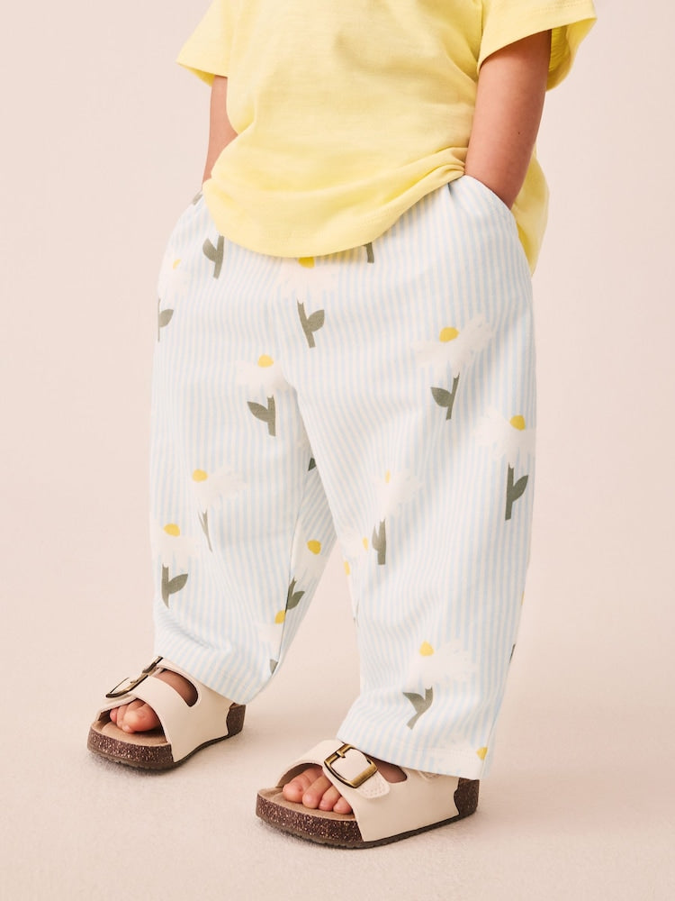 Lemon Yellow Daisy Short Sleeve T-Shirt and Barrel Trousers Set (3mths-7yrs)