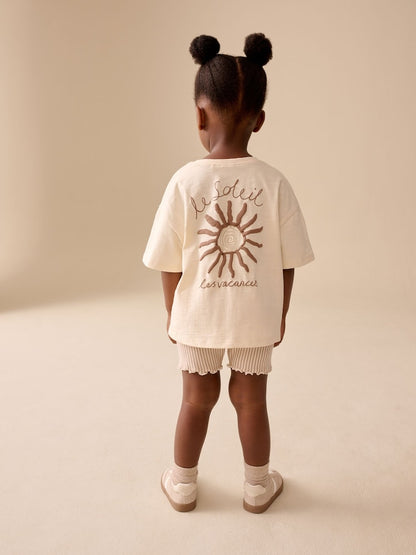 Ecru Sun Short Sleeve T-Shirt and Cycle Shorts Set (3mths-7yrs)