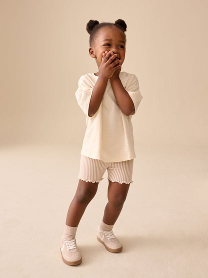 Ecru Sun Short Sleeve T-Shirt and Cycle Shorts Set (3mths-7yrs)