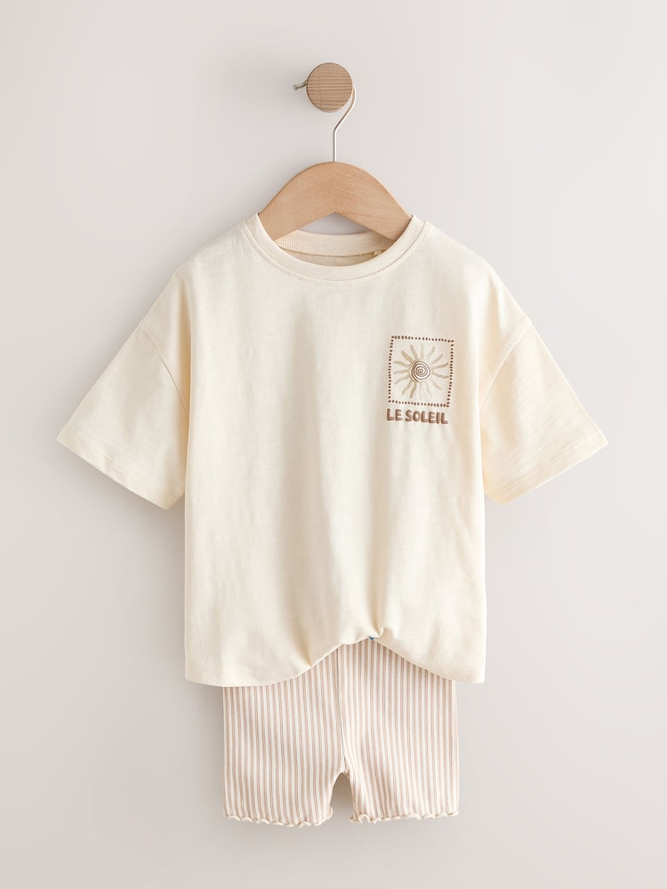 Ecru Sun Short Sleeve T-Shirt and Cycle Shorts Set (3mths-7yrs)