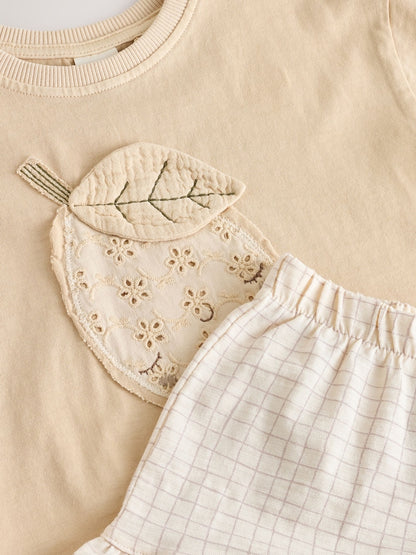Lemon Yellow Short Sleeve T-Shirt and Shorts Set (3mths-7yrs) - Size 3-6 Months (62-68cm)