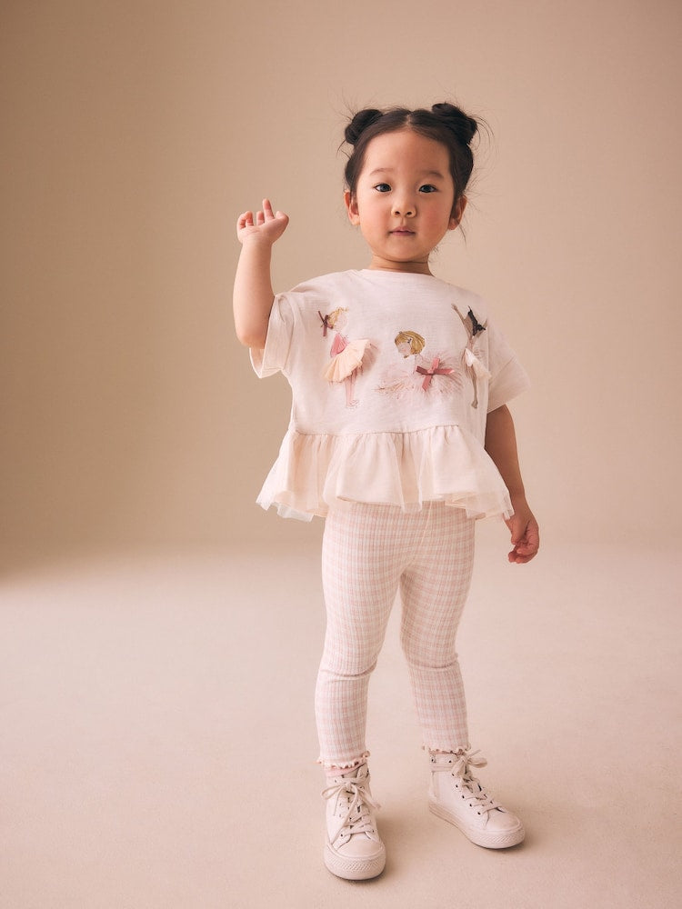 Pink Ballerina Short Sleeve Peplum T-Shirt and Leggings Set (3mths-7yrs) - Pink Ballerina / 12-18 Months (80-86cm)