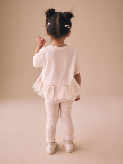 Pink Ballerina Short Sleeve Peplum T-Shirt and Leggings Set (3mths-7yrs) - Size 3-6 Months (62-68cm)