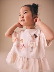 Pink Ballerina Short Sleeve Peplum T-Shirt and Leggings Set (3mths-7yrs) - Size 3-6 Months (62-68cm)