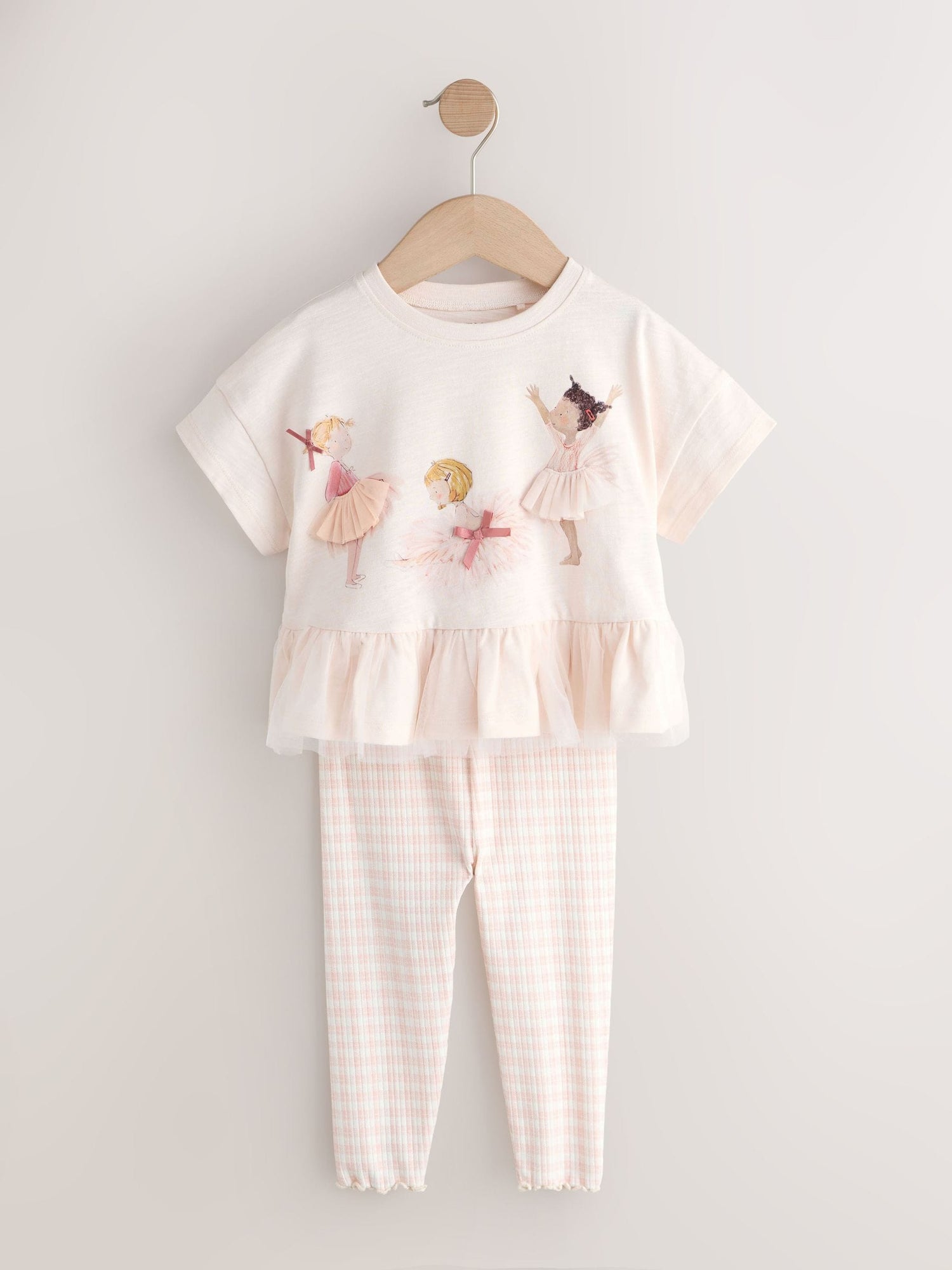 Pink Ballerina Short Sleeve Peplum T-Shirt and Leggings Set (3mths-7yrs) - Size 3-6 Months (62-68cm)