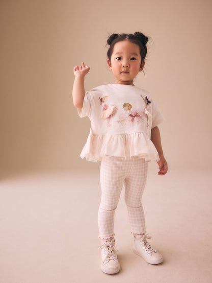 Pink Ballerina Short Sleeve Peplum T-Shirt and Leggings Set (3mths-7yrs) - Size 3-6 Months (62-68cm)