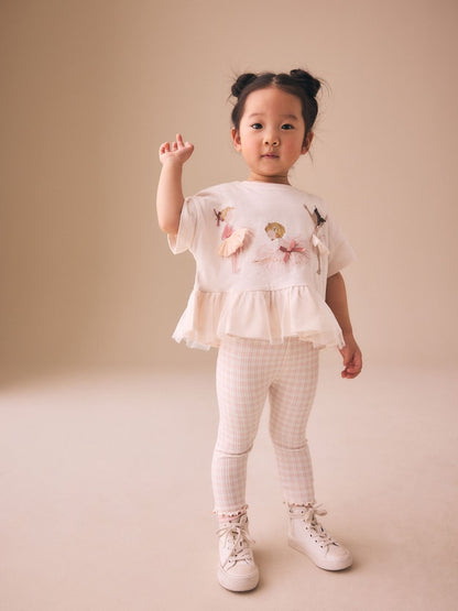 Pink Ballerina Short Sleeve Peplum T-Shirt and Leggings Set (3mths-7yrs) - Size 3-6 Months (62-68cm)