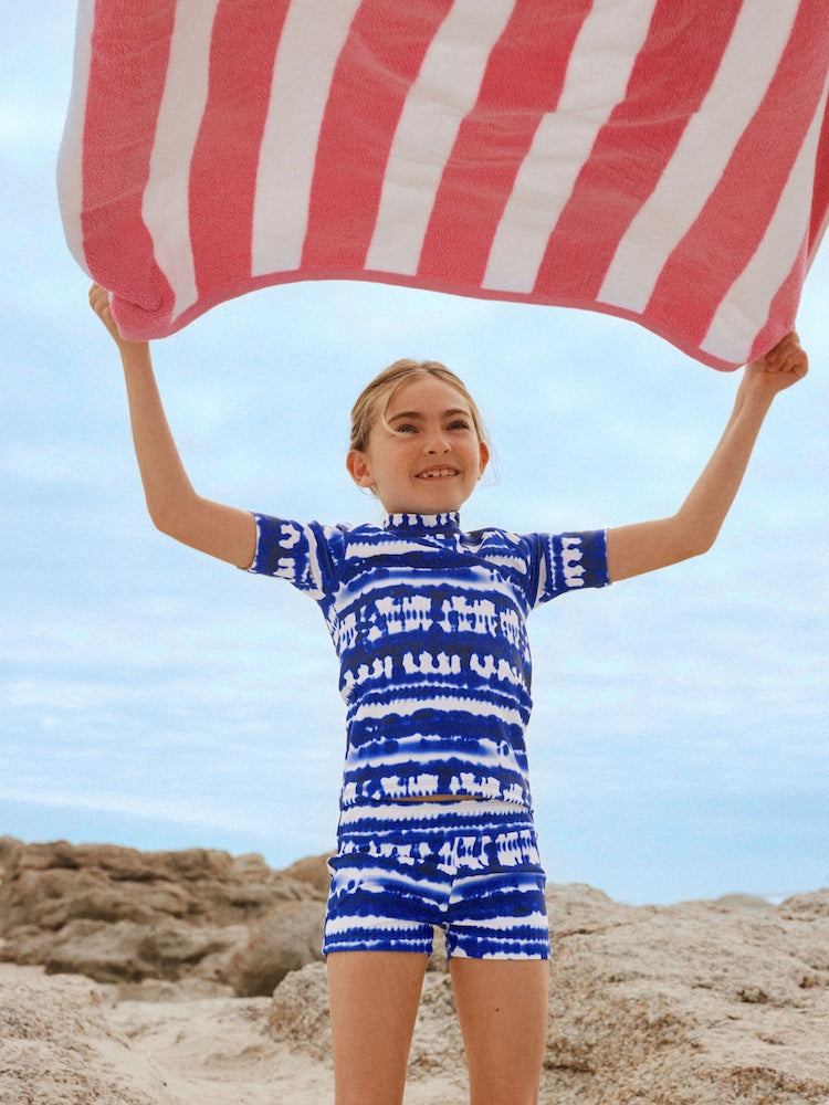 Blue Tie Dye Sunsafe Rash Vest And Shorts Swim Set (3-16yrs) - Size 3 Years (98cm)