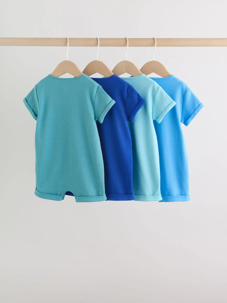 Green Grandad Button Neck Baby Rompers 4 Pack