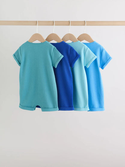 Green Grandad Button Neck Baby Rompers 4 Pack