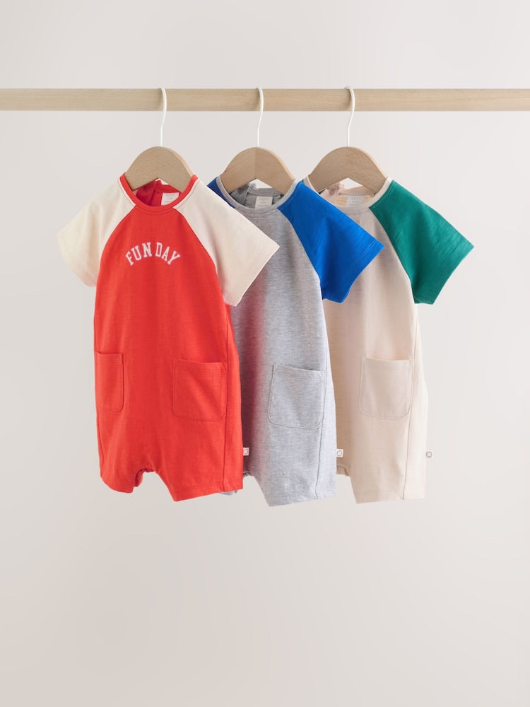 Bright Jersey Baby Rompers 3 Pack - Bright / 12-18 Months (80-86cm)