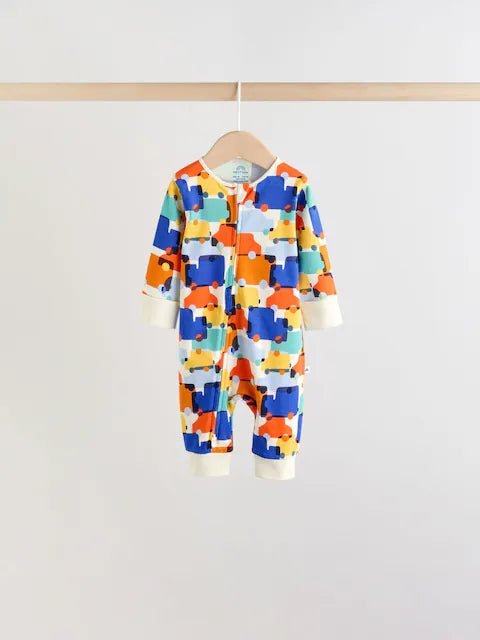 Multi Two Way Zip Baby Sleepsuit 5 Pack (0mths-3yrs)