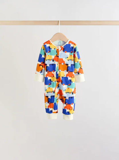 Multi Two Way Zip Baby Sleepsuit 5 Pack (0mths-3yrs)
