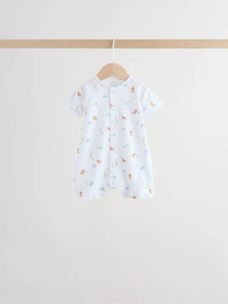 Green Blue Safari Animal Jersey Baby Rompers 4 Pack