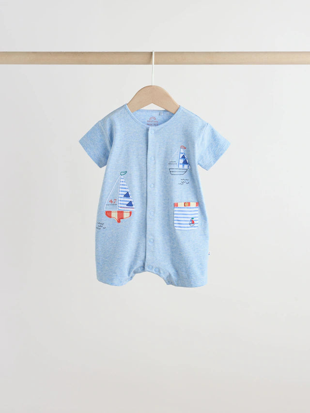 Blue Nautical Jersey Baby Rompers 4 Pack