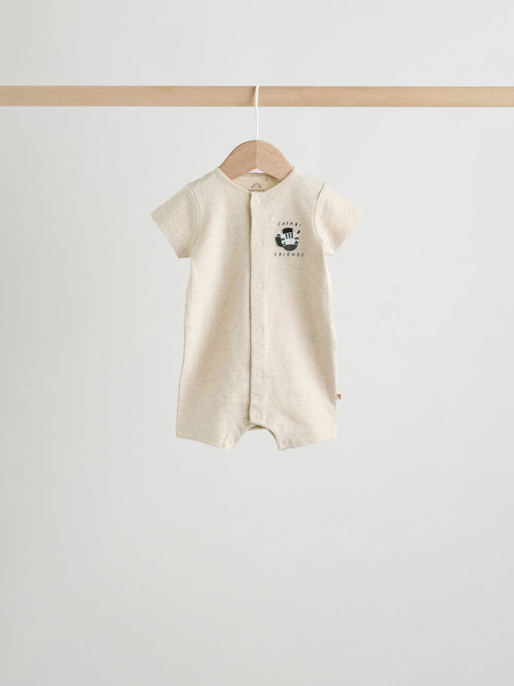 Neutral Animal Jersey Baby Rompers 4 Pack