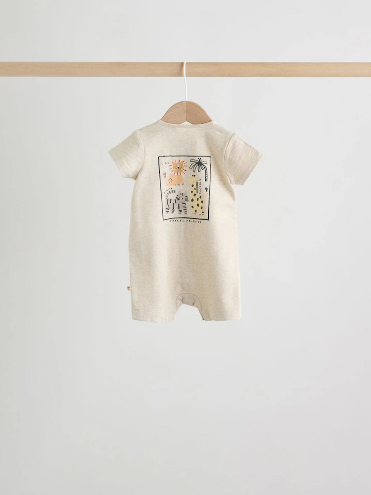 Neutral Animal Jersey Baby Rompers 4 Pack