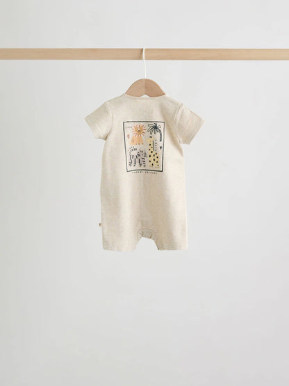Neutral Animal Jersey Baby Rompers 4 Pack