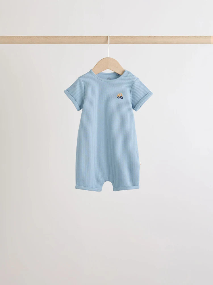 Blue Transport Printed Jersey Baby Rompers 4 Pack