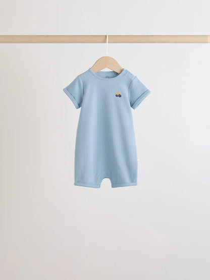 Blue Transport Printed Jersey Baby Rompers 4 Pack