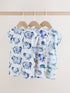 Blue Watercolour Animal Printed Popper Baby Jersey Rompers 3 Pack - 12-18 Months (80-86cm)