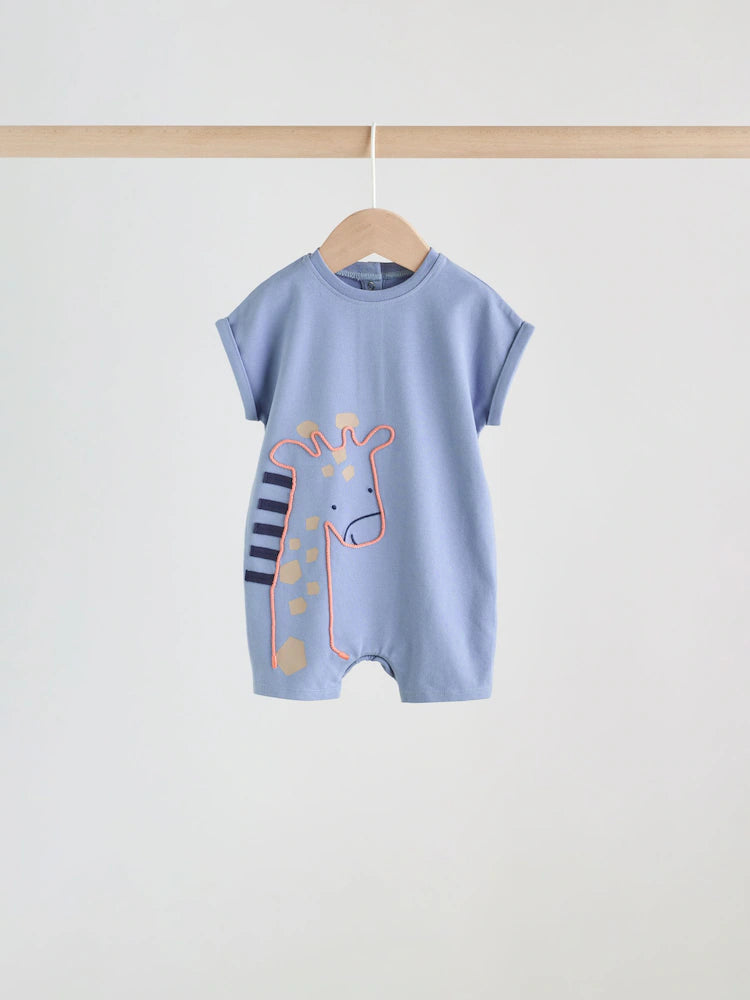 Blue Safari Jersey Baby Rompers 3 Pack