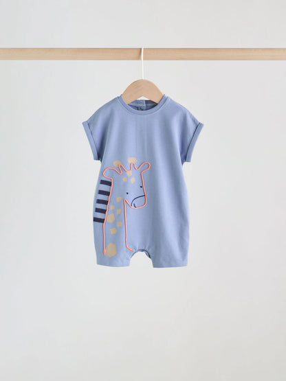Blue Safari Jersey Baby Rompers 3 Pack