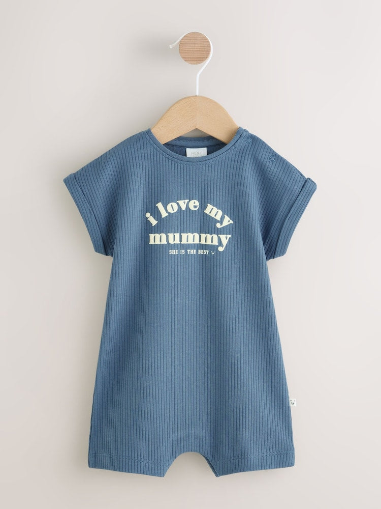 Blue I Love My Mummy Jersey Baby Romper - Blue I Love My Mummy / 12-18 Months (80-86cm)