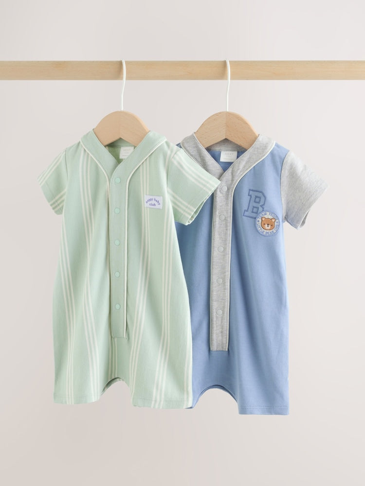 Blue Baby Jersey Rompers 2 Pack - Blue / 12-18 Months (80-86cm)