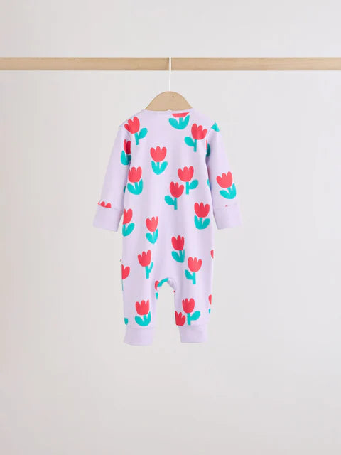 Lilac Purple Two Way Zip Baby Sleepsuit 4 Pack (0mths-3yrs)