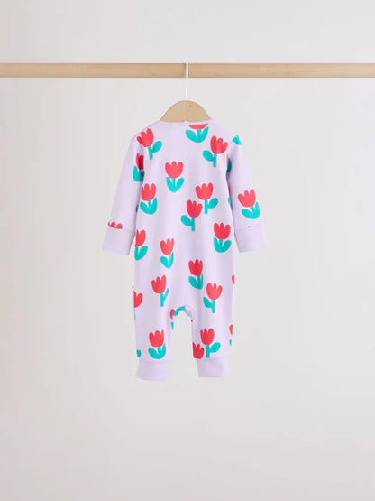 Lilac Purple Two Way Zip Baby Sleepsuit 4 Pack (0mths-3yrs)