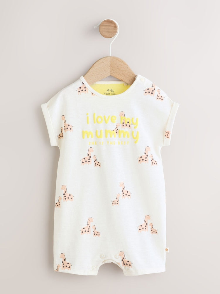 White Printed I Love My Mummy Baby Jersey Romper - Size 50cm (First Size) - White Printed I Love My Mummy